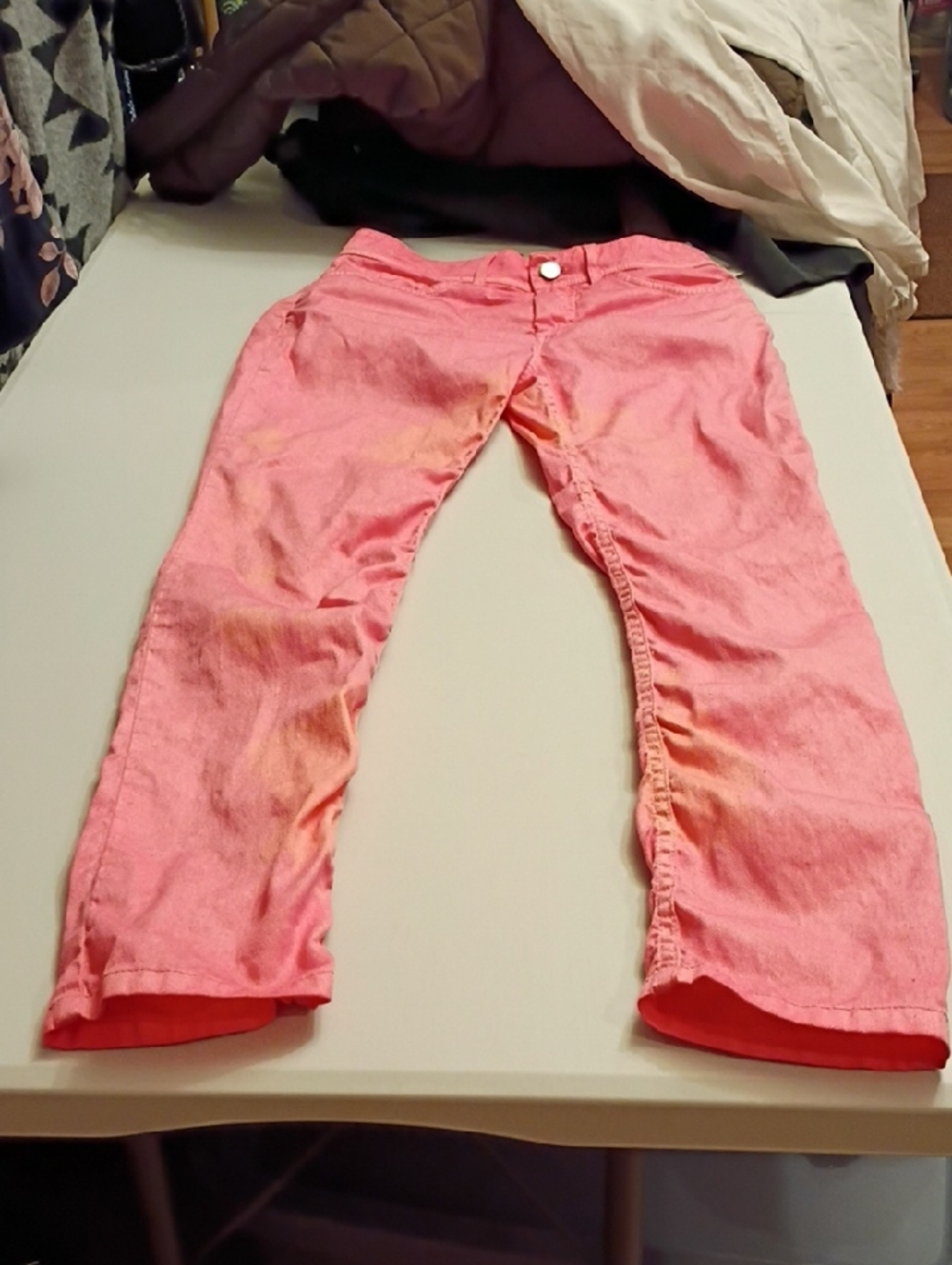 Straight Leg Women's Jeans in Coral Pink